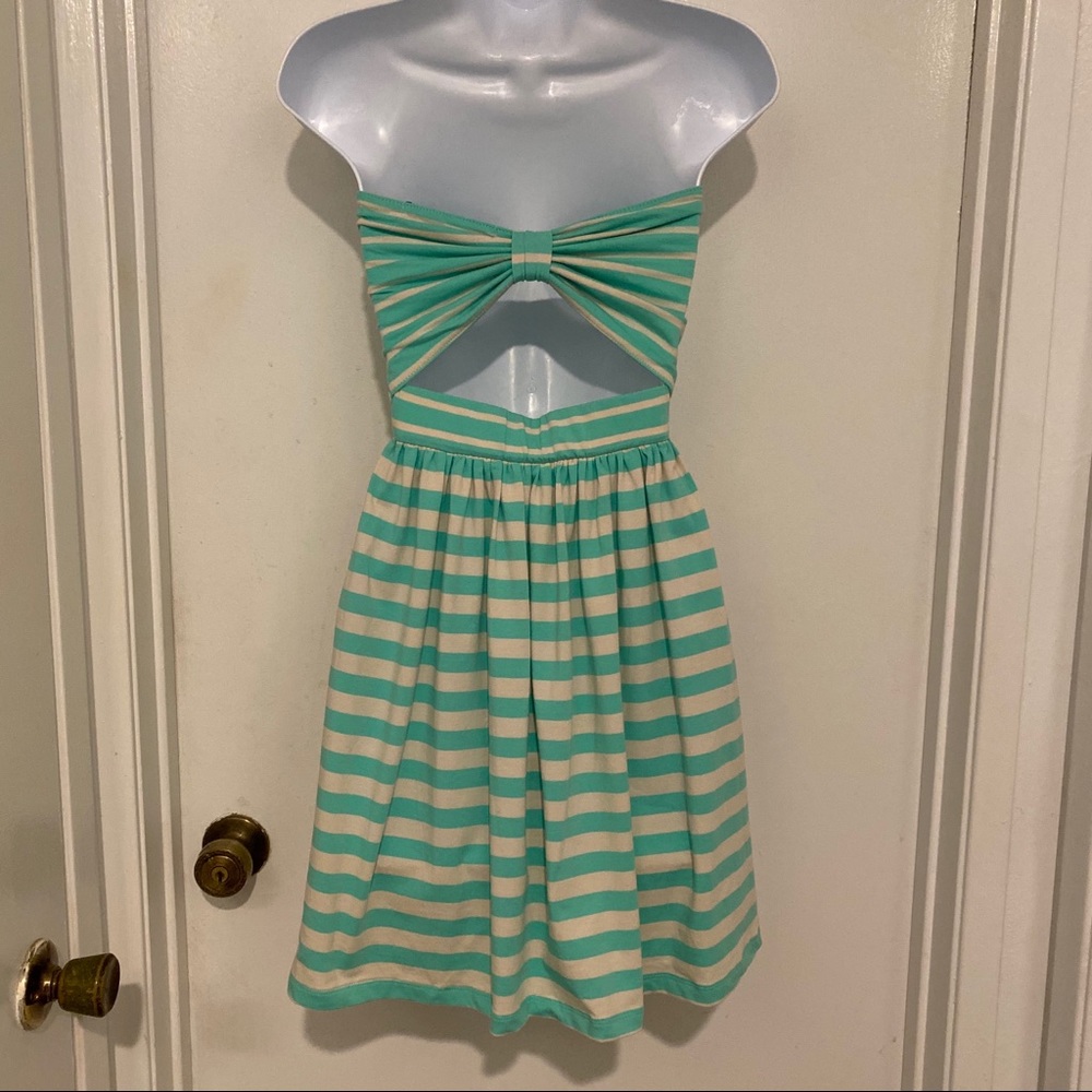 Ocean Drive Turquoise Striped Strapless Dress